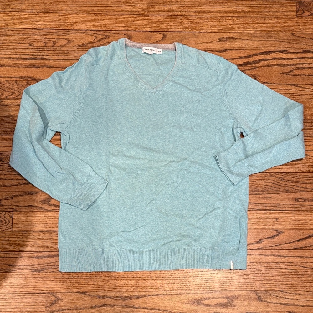 Calvin Klein Sky Blue V-Neck Sweater